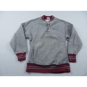 Flore Brand Sweatshirt Gray Maroon Henley Collar Sz M-L? 90s